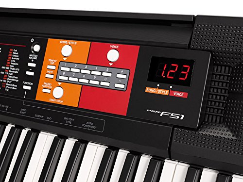 Yamaha PSR-F51 - Teclado digital portátil para principiantes o estudiantes con 61 teclas y Modo Dúo, color negro