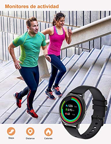 YAMAY Smartwatch, Reloj Inteligente Pulsómetros para Mujer Hombre, Pulsera de Actividad Inteligente Impermeable IP68 con Monitor de Sueño Contador de Caloría Podómetro Cronómetros para Android iOS