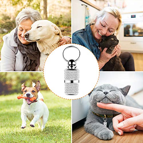 Yangfei 8pcs Etiquetas de Mascotas Etiqueta de Perro y Gato Placas de Identificación para Perros Etiquetas Personalizadas para Perros y Gatos, Evitar la Pérdida de Mascotas (Color Plata,con Papel)