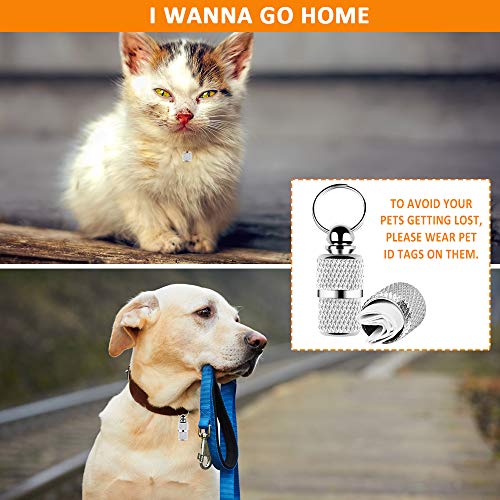 Yangfei 8pcs Etiquetas de Mascotas Etiqueta de Perro y Gato Placas de Identificación para Perros Etiquetas Personalizadas para Perros y Gatos, Evitar la Pérdida de Mascotas (Color Plata,con Papel)