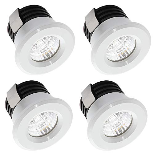 Yangtech 4 x Mini focos LED empotrables 3 W blanco cálido, mini foco LED para la vitrina Station de interiores, iluminación de cartón yeso empotrado, transformador