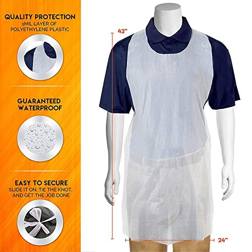 YangYe Delantal desechable, nuevo blanco de limpieza desechable delantal calientes de la venta 100pcs / set transparente Fácil uso del tiempo Delantales for las mujeres de los hombres de cocina Delant