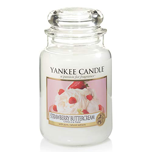 Yankee Candle Vela en un Vaso Doze, Fresas con Crema batid, Rosa, Frasco grande