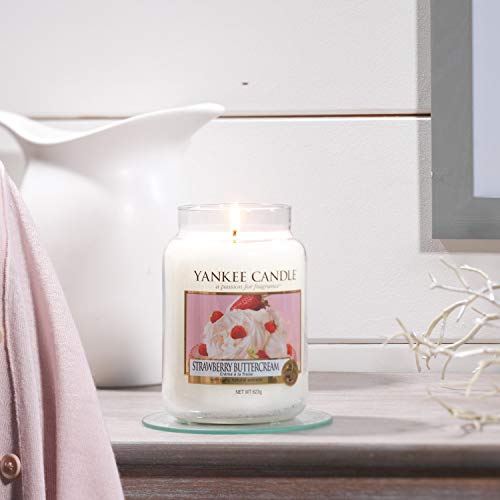 Yankee Candle Vela en un Vaso Doze, Fresas con Crema batid, Rosa, Frasco grande