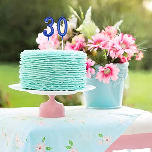 Yaomiao 10 Piezas de Velas de Números de Cumpleaños Velas de Tartas Topper de Pastel Dorado de Número 0-9 Adornos para Favores de Fiesta de Cumpleaños (Azul)