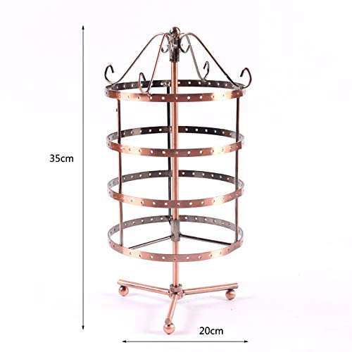 YAOUFBZ Estante de la joyería,Soporte de exhibición del Almacenamiento del Pendiente del Metal de 4 Capas,Estante de exhibición de la joyería de Gran Capacidad Giratorio