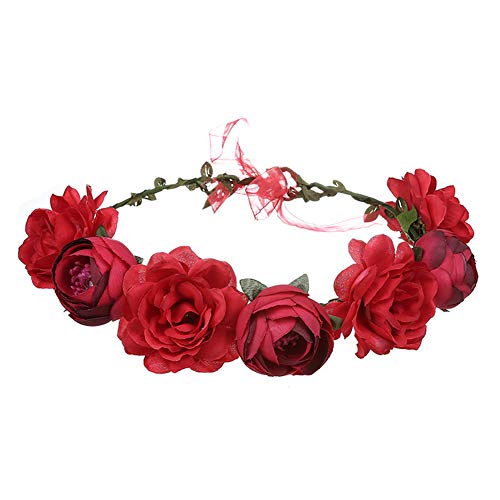 YAZILIND Rose flor tocado hecho a mano accesorios de pelo Festival diadema accesorios de novia rojo