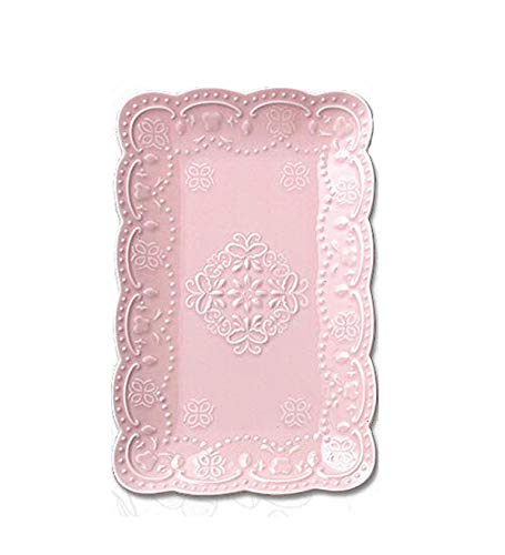 YBK Tech - Placa de cerámica rectangular con relieve de encaje (25,4 cm), diseño de hueso y porcelana