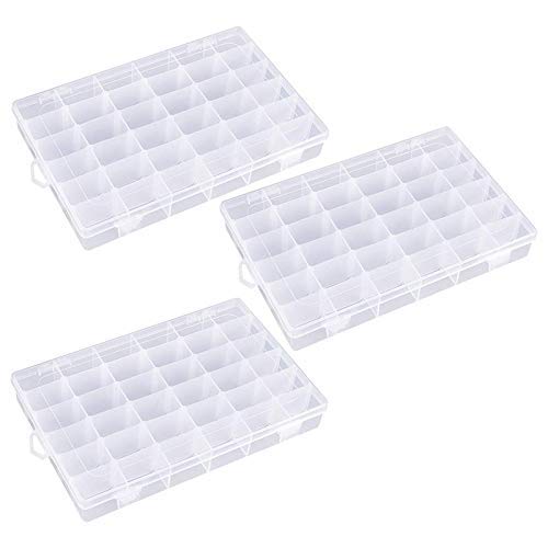 Ybzx Cajas de plástico para Joyas 3 Piezas de Cajas de Almacenamiento de Perlas Transparentes Cajas de Almacenamiento para Pendientes Divisores Ajustables