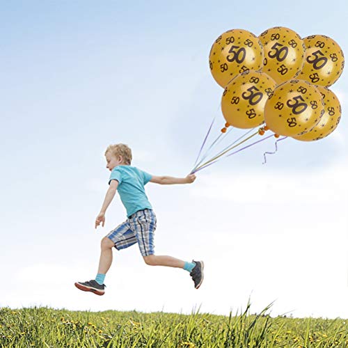 YeahiBaby Globos de Látex para 50 Aniversario Cumpleaños Globo Decoración de Fiesta para Cumpleaños Boda Bautizo Festival de Carnaval 12 Pulgadas 10 Piezas Oro