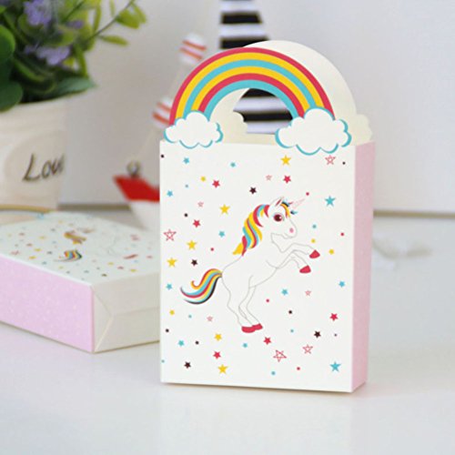 YeahiBaby Las Bolsas de Papel del Unicornio 24pcs con el Arco Iris manejan Las Bolsas del Caramelo del Regalo del Partido, 10 x 8 x 3cm