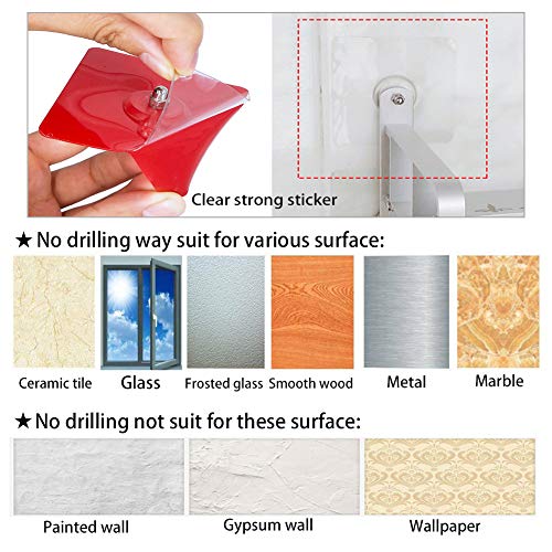 Yeegout adhesivo estanteria ducha con barra de toalla y ganchos, aluminio Espesamiento estanteria baño sin taladro montado en la pared estante para baño para cocina (2 nivel)