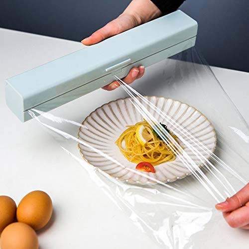 YFFS Cling Film Wrap Dispenser Cutter Cortadores De Película Conservante Cling Film Storage Box Box Accesorios De Cocina 32cmx5cm/ Verde.