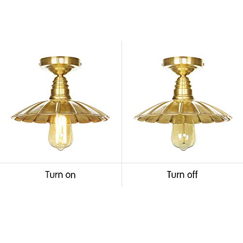 YFMYY Accesorios de iluminación colgante de barra de loft de cocina industrial vintage, montaje empotrado lámpara de techo Araña Lotus Leaf Light Shade (cobre) E27 Base