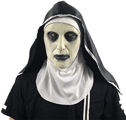 YI-LIGHT El Horror máscara de Halloween máscara de látex Miedo, Miedo Turbante, Halloween máscara Nun, Femenina tocados Fantasma, Traje máscara del Horror Monja