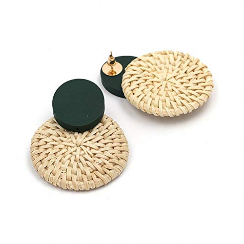 Yiiana Pendientes de moda Pendientes de gota para las mujeres Joyería Pendientes de botón Pendientes, Uñas tejidas a mano, Pendientes redondos de pastel de moda, B