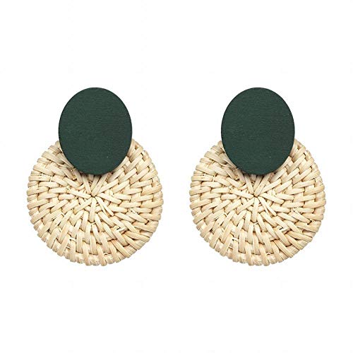 Yiiana Pendientes de moda Pendientes de gota para las mujeres Joyería Pendientes de botón Pendientes, Uñas tejidas a mano, Pendientes redondos de pastel de moda, B