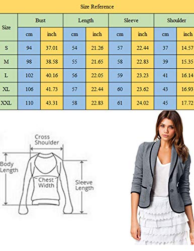 YIPIN Blazer Mujer Chaqueta de Traje Americanas Elegante OL Casual Otoño Slim Fit Oficina Negocios Abrigo,Azul Marino,XL