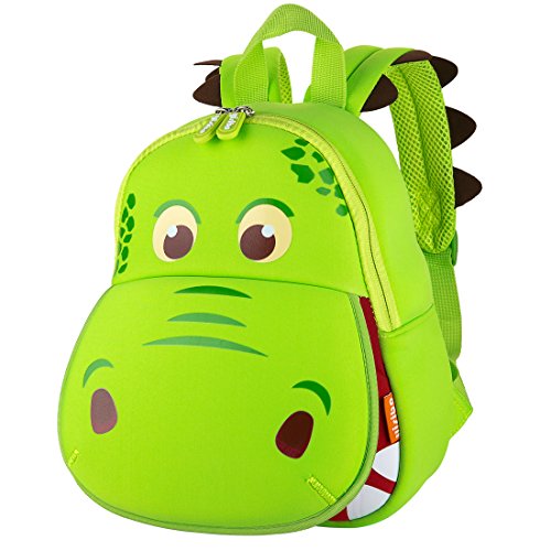 yisibo Mochilas para Niños Kindergarten Preescolar para Niños Pequeños/Niñas Mochila 3D Bolsa De Animales Mochilas para Niños Linda Mochila De Guardería 2-6 Años(Boca Grande Dinosaurio-Verde)