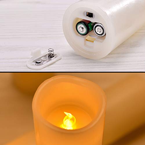 YIWER LED Velas sin Llama 4"5" 6"7" 8"9" Juego de 9 Pilas de Cera Real no de plástico 10 Teclas con 2/4/6/8 Horas Función del Temporizador 300+ Horas (9x1, Marfil)