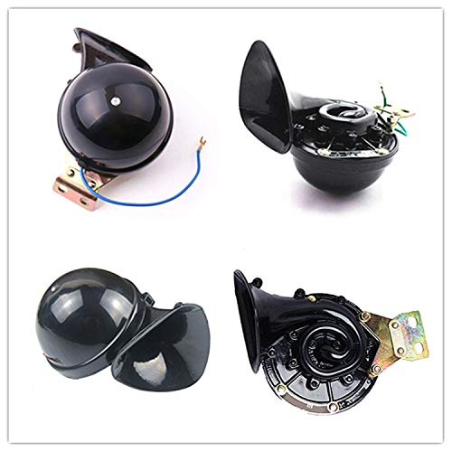 YIYIDA Bocina de coche Car Horn Bocina eléctrica para auto165DB Cuerno de caracol negro Altavoz Cuerno de aire de metal Sonido súper furioso para cualquier vehículo de 12V Trenes Lorrys Barcos etc