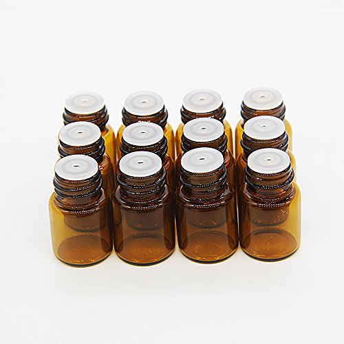 Yizhao Ambar Botellas de Aceite esencial de Vidrio Vacías 1ml,con Reductor de Orificio y Tapa,Para Aceites Esenciales, E-Líquidos,Aromaterapia,Perfumes,Masajes,Laboratorio de Química – 24 Pcs