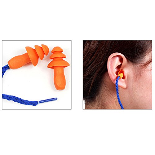 Yizhet 5 pars Tapones para Los Oídos con Cordón,arbol Soft Seguridad suave silicona Tapones auditivos Muffs Proteccion - Reutilizable , azul-naranja