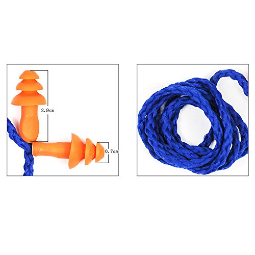 Yizhet 5 pars Tapones para Los Oídos con Cordón,arbol Soft Seguridad suave silicona Tapones auditivos Muffs Proteccion - Reutilizable , azul-naranja