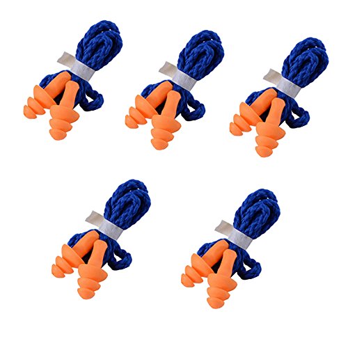 Yizhet 5 pars Tapones para Los Oídos con Cordón,arbol Soft Seguridad suave silicona Tapones auditivos Muffs Proteccion - Reutilizable , azul-naranja