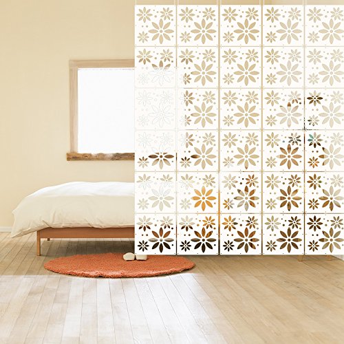 Yizunnu - Juego de 12 separadores de habitación, pantalla de plástico para colgar, pantalla de plástico, plegable, privacidad, panel separador de espacios, decoración para casa 29 x 29 cm (flores)