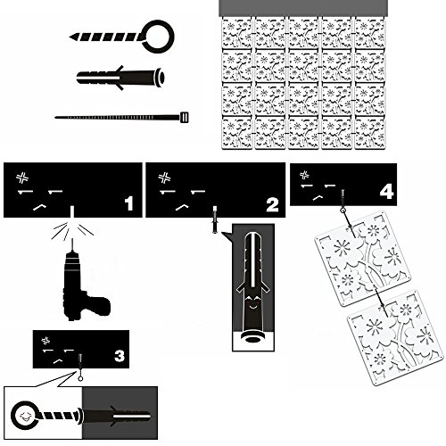 Yizunnu - Juego de 12 separadores de habitación, pantalla de plástico para colgar, pantalla de plástico, plegable, privacidad, panel separador de espacios, decoración para casa 29 x 29 cm (flores)