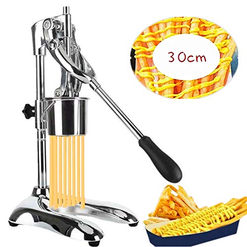 YJINGRUI Máquina para Hacer Patatas Fritas Manual de Acero Inoxidable Exprimidor de Papas Fritas Largas de 30 cm Prensa de Puré de Patatas Comercial con 16 Agujeros Herramienta de Cocina