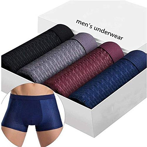 YLZQDL Paquete de 4 Calzoncillos de bambú para Hombres, Calzoncillos Tipo bóxer 3D para Hombres, Calzoncillos de Malla de Secado rápido de Seda Helada (XXXXXL)