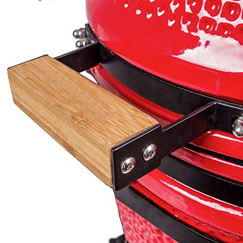 YNNI KAMADO TQ0015RE 15.6" Kamado de pie libre, parrilla, rojo, barbacoa, cerámica, huevo, ahumador, TQ0015RE