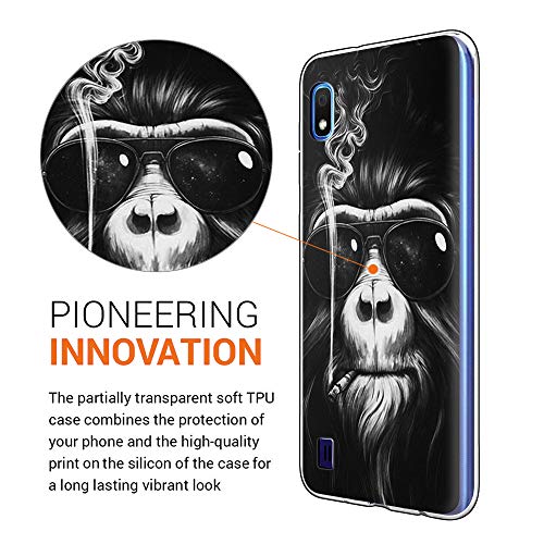 Yoedge Funda Samsung Galaxy A10, Ultra Slim Cárcasa Silicona Transparente con Dibujos Animados Diseño Patrón 360 Bumper Case Cover para Samsung Galaxy A10 Smartphone (Orangutan)