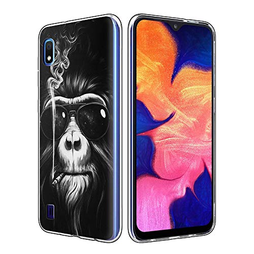 Yoedge Funda Samsung Galaxy A10, Ultra Slim Cárcasa Silicona Transparente con Dibujos Animados Diseño Patrón 360 Bumper Case Cover para Samsung Galaxy A10 Smartphone (Orangutan)