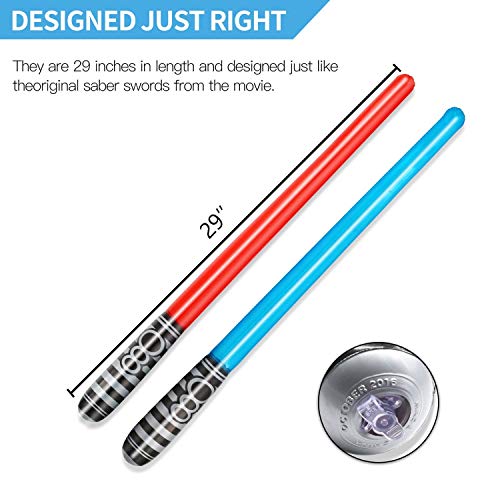 Yojoloin 6 UNIDS Inflables Star War Light Saber Sword Stick Globos para Suministros de Fiesta Favores de Fiesta Globos Color Aleatorio (6 PCS)