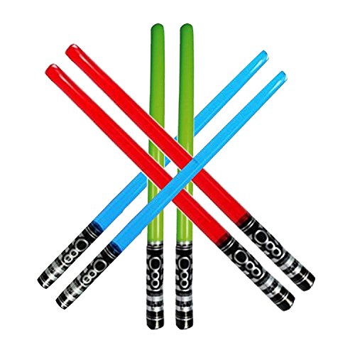 Yojoloin 6 UNIDS Inflables Star War Light Saber Sword Stick Globos para Suministros de Fiesta Favores de Fiesta Globos Color Aleatorio (6 PCS)