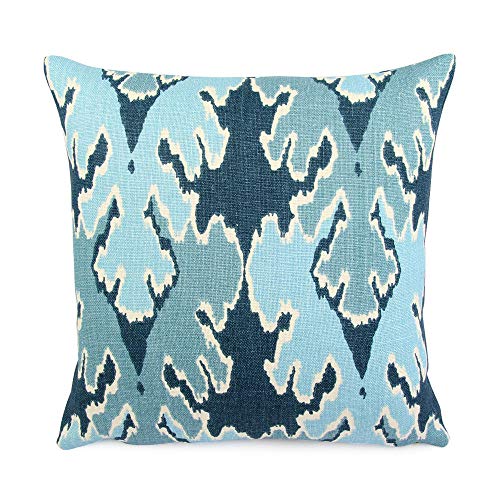 YorkeIII Funda de Almohada de 18 x 18 cm, diseño de impresión de Ikat Azul Turquesa e índigo, Lee Jofa Groundworks Kelly Wearstler Bengal Bazaar