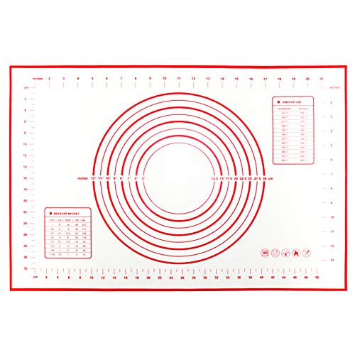 Youda Tapetes para Hornear, Salvamantel de Silicona para Amasar Tartas o Pasteles(60x40cm), Estera de Repostería Grande Antiadherente Reutilizable(Rojo)