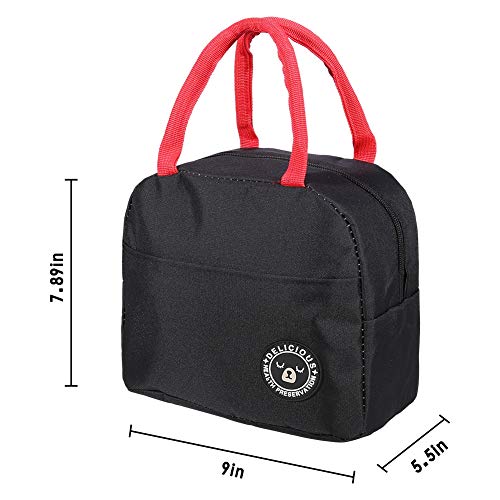 You&Lemon Bolsa Termica Comida para Almuerzo Caja Porta con Aislamiento para Mujeres Impermeable Fiambrera Isotermica Organizador del Almuerzo Lonchera(negro)