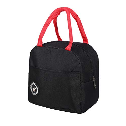 You&Lemon Bolsa Termica Comida para Almuerzo Caja Porta con Aislamiento para Mujeres Impermeable Fiambrera Isotermica Organizador del Almuerzo Lonchera(negro)