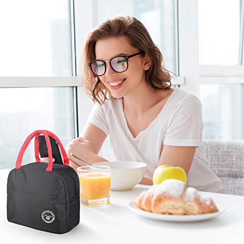 You&Lemon Bolsa Termica Comida para Almuerzo Caja Porta con Aislamiento para Mujeres Impermeable Fiambrera Isotermica Organizador del Almuerzo Lonchera(negro)