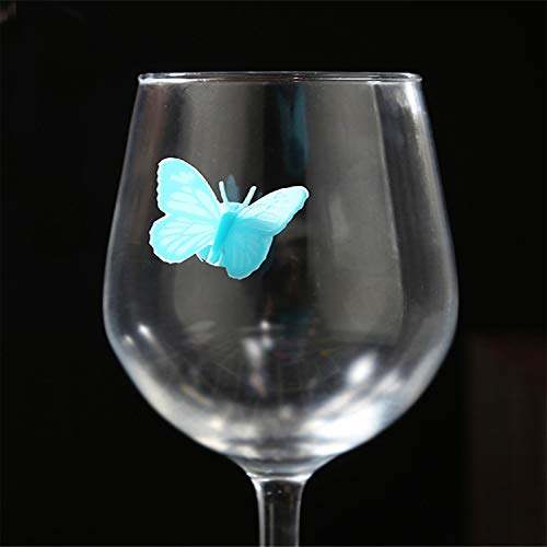 YouU 10 Piezas de Marcadores de Copa de Vino Mariposa Surtida de Silicona Bebida Encantos de Vidrio y Etiquetas de Encanto de Vino con Ventosa