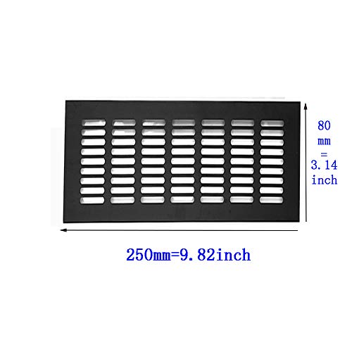 YQ 2 Piezas Rejilla de Ventilación,Rejilla de Ventilación Metalica Ventilación para Armarios Rejilla Aluminio,Negro