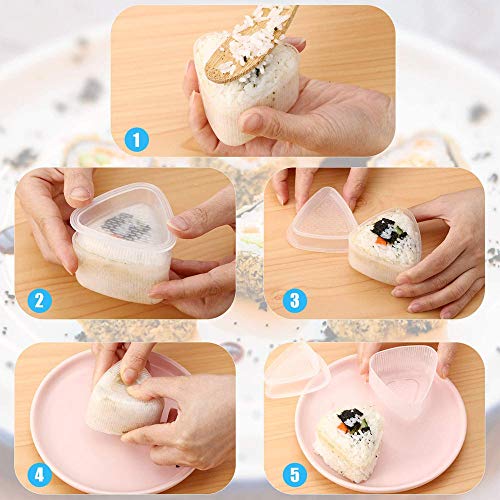 ysister 8 Piezas Sushi Onigiri, Fabricante de Molde de Sushi Triángulo Herramienta de Bricolaje Molde de Arroz Triangular, Accesorios de Cocina