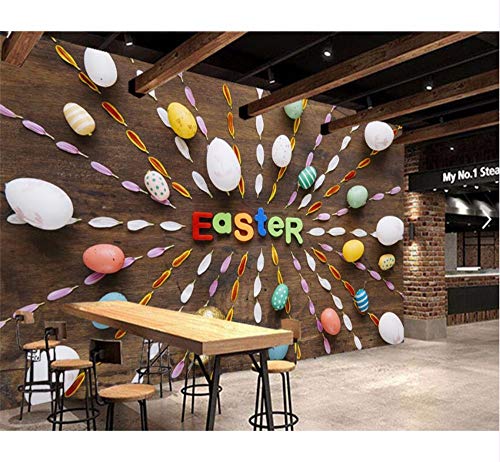 Ytdzsw Huevos de Pascua con letras inglesas, papel pintado para sala de estar, sofá, TV, dormitorio, cocina, restaurante, bar, murales, 350 x 245 cm