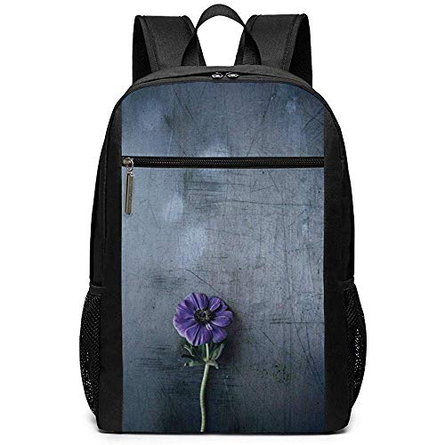 Yuanmeiju Purple Daisy Flower Violet Stem Unisex Custom Bolsas de Hombro,Adult Student Double Zipper Closure Bolso de Escuela Informal