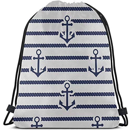 Yuanmeiju Saco de Gimnasia con cordón,Bolsa de cordón para Dibujar,Set Sea Nautical Seamless Patterns Illustration Sackpack Gym String Pull Bag Boys Cosmetic String Pull Bag For Gym,Outdoor,Travel