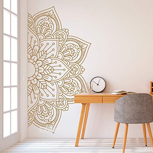 YuanMinglu Mandala Semi Vinilo Tatuajes de Pared Mandala Arte Aplique Extraíble Yoga Bohemio Dormitorio Principal Decoración Decoración 151x75cm